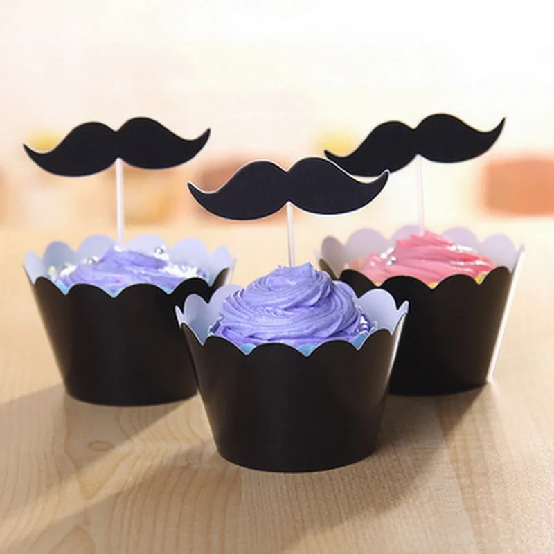 mustache Губка Боб Мальчик День Рождения Топпер обертки для пирожных Детские вечерние украшения принадлежности Губка Боб кекс топперы обертка - Цвет: mustache