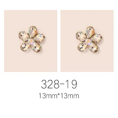 328-19 10pcs/lot super big luxury metal Nail art jewelry drop tears Rhinestone flower nails parts decorations Manicure Nail Accessories - Цвет: 328-19