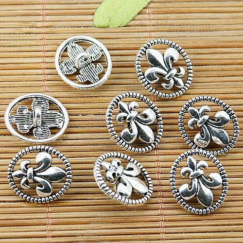 

30pcs tibetan silver tone oval shaped flower connector charms EF1589