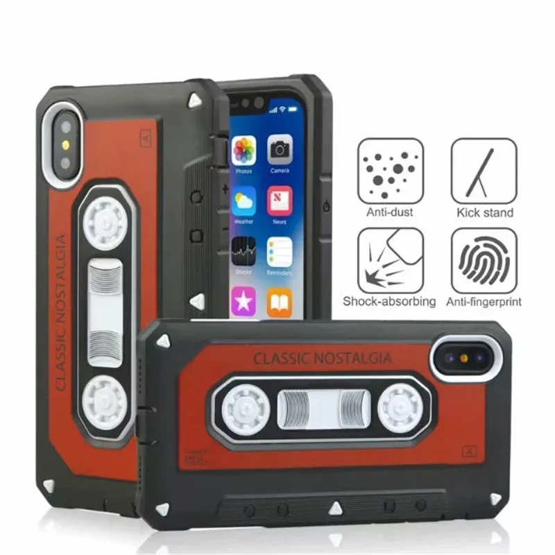 Dower Me Fashion 2 в 1 PC + TPU 3D Ретро Старые стили Классическая Лента Радио противоударный