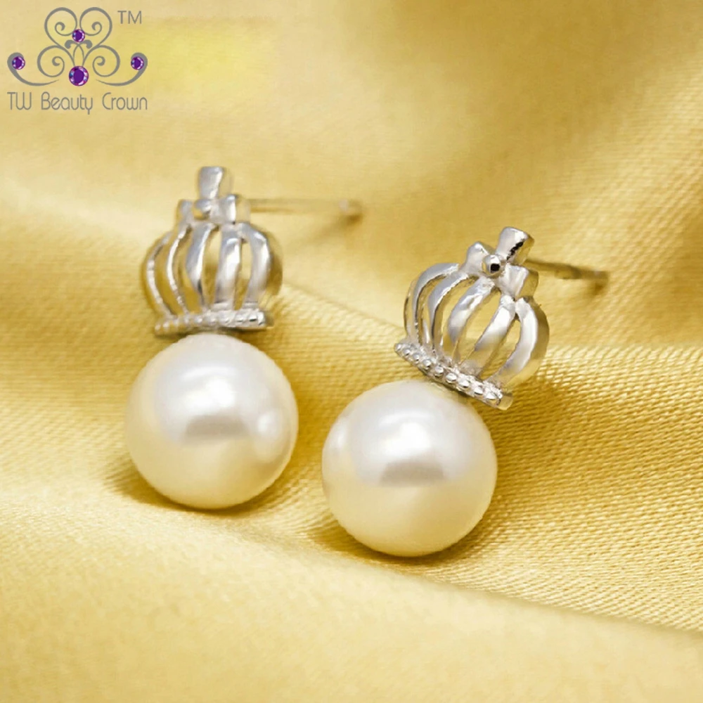 Женские серьги гвоздики из серебра 925 пробы с жемчугом|brincos fashion|crown stud earringsfashion