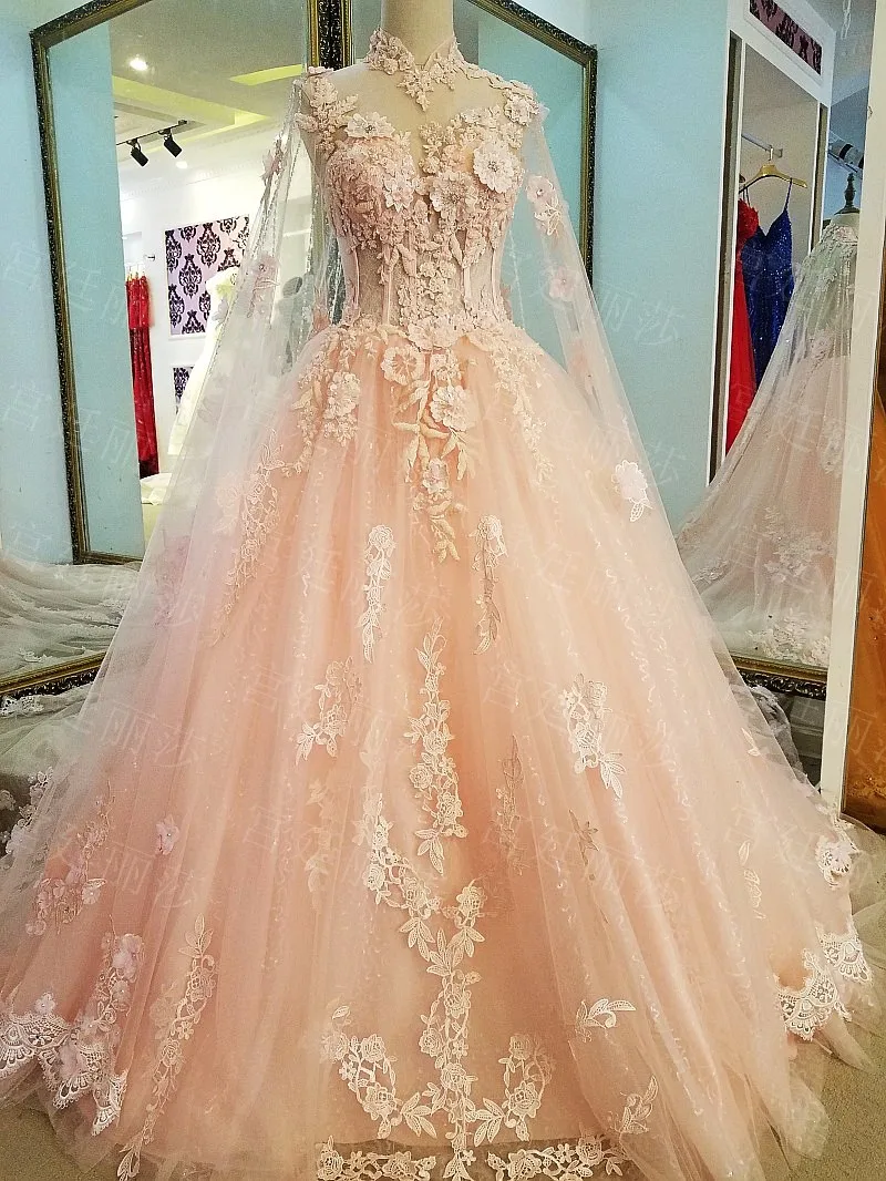 AOLANES/элегантное кружевное вечернее платье с высоким воротом длинное свадебное