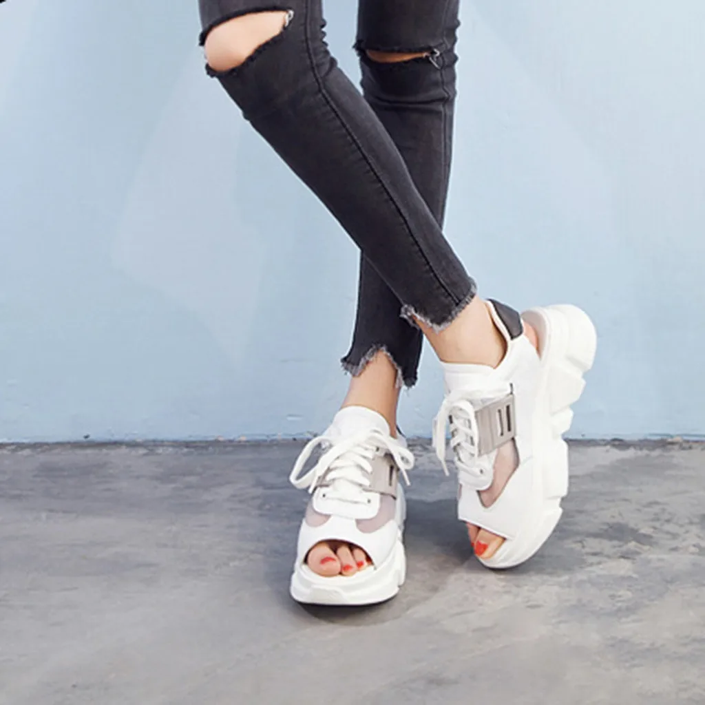 2019 летние женские сандалии на толстой подошве с открытым носом спортивные