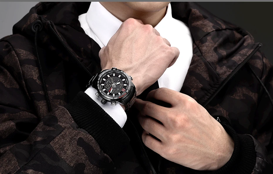 NAVIFORCE Luxury Brand Men Military Sport Watches Men's Digital Quartz Clock Full Steel Waterproof Wrist Watch relogio masculino