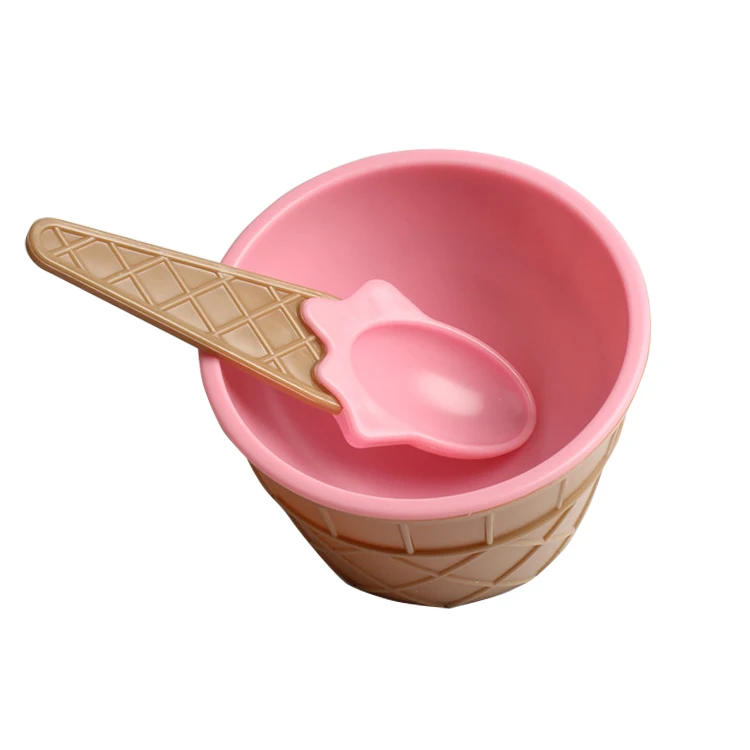 pink 1 комплект для безопасного кормления малышей тарелка для чаши детская посуда для еды миска для мороженого ложка посуда подарок - Color: pink
