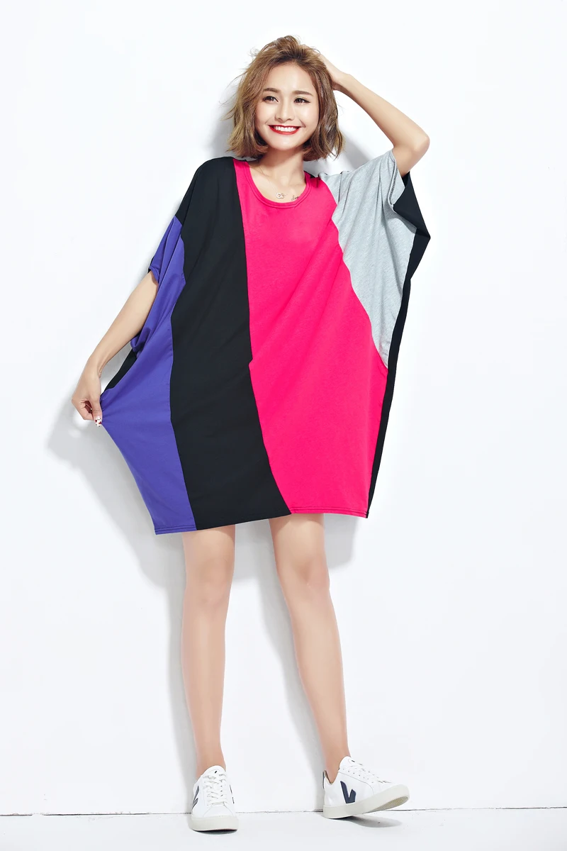 Летнее платье 2017 рукав &quotлетучая мышь&quot хлопок Для женщин Повседневное Платья