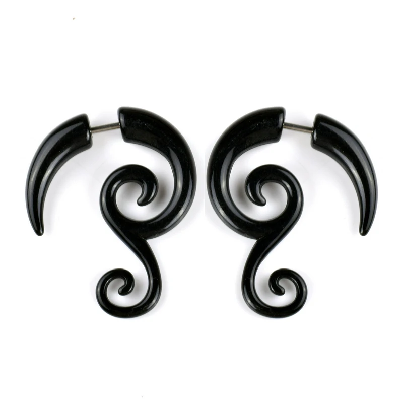 2 шт черный акриловый поддельный обманщик твист спиральный ушной конус расширители датчиков серьга-тоннель пробки пирсинг аксессуары для украшения тела