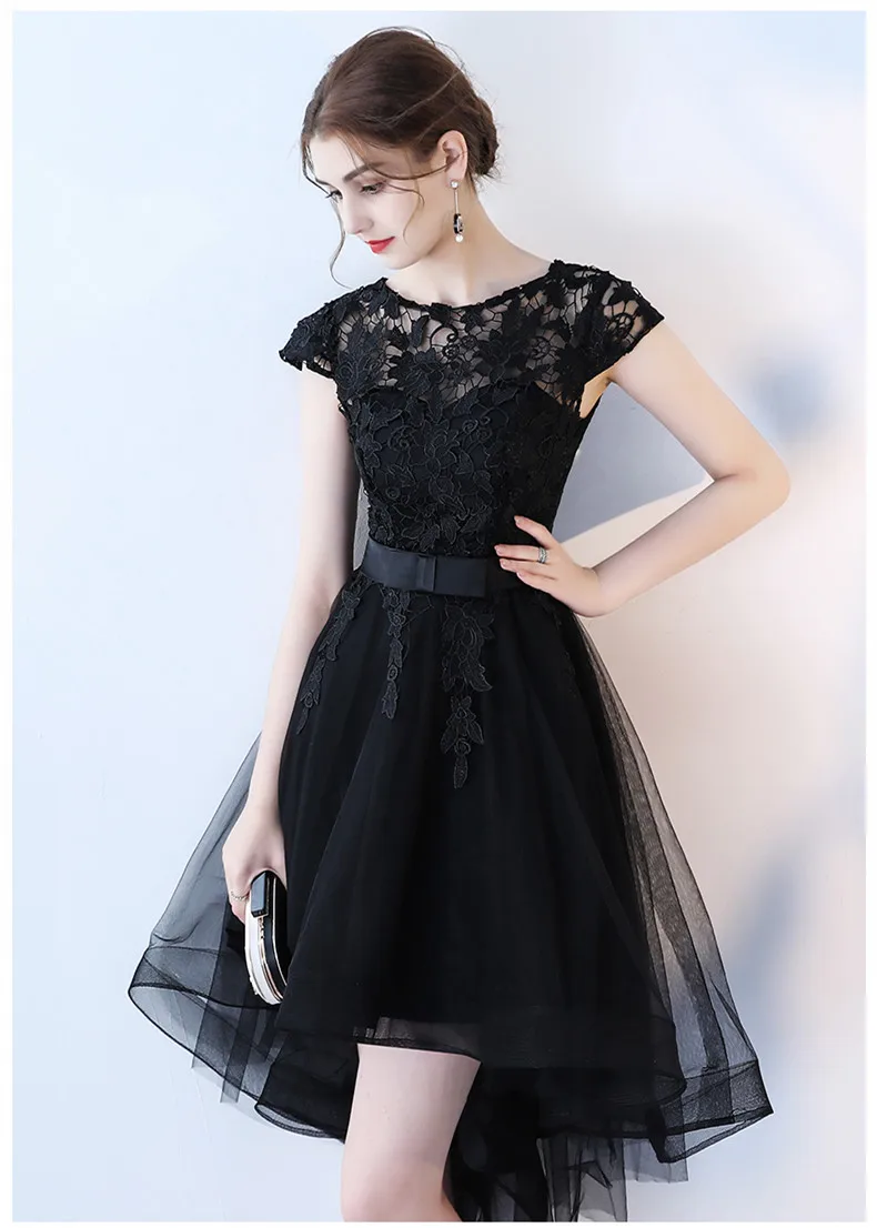 Robe De Soriee новое черное вечернее платье короткое спереди с длинным рукавом