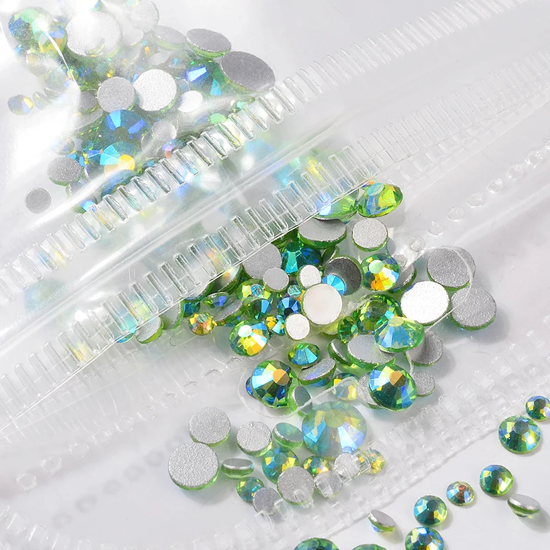 PERIDOT AB смешанные цвета Стразы для ногтей Искусственные стеклянные блестящие