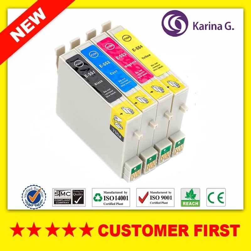 Для T0551 T0552 T0553 T0554 Совместимый картридж для Epson Stylus Photo RX420 RX425 RX520 R240 R245 и т. Д. Принтера - Цвет: 1 Set