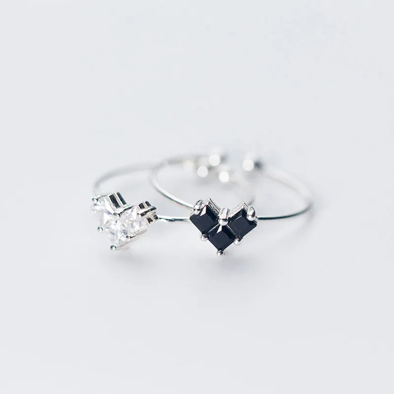 925 Sterling Silver Heart Open Rings for Women Girls Adjustable Love Zircon Wedding Ring Sterling-silver-jewelry Wholesale | Украшения и