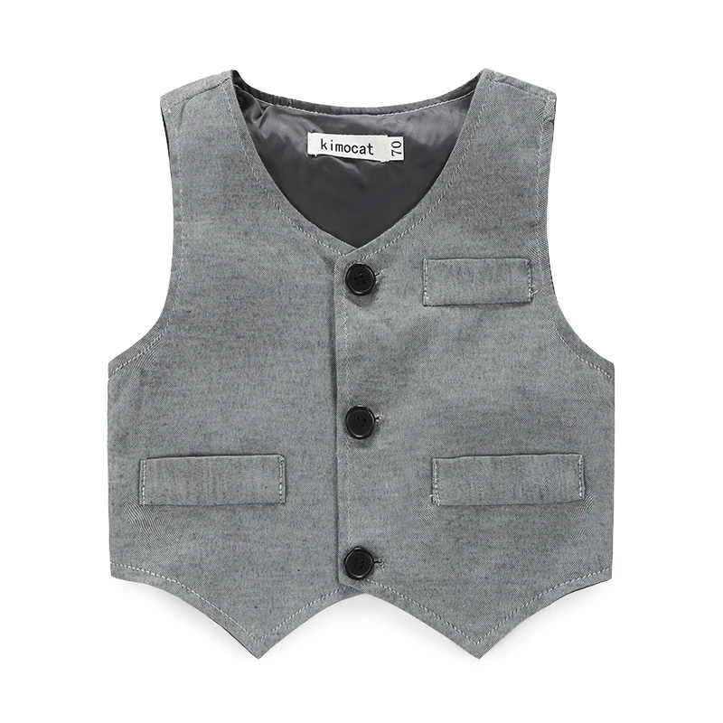 2018 Bebes Boy Clothes Baby Boys Kids Waistcoat+Shirt+Pants Child Infant Formal Gentleman Set Spring New Style Suit |