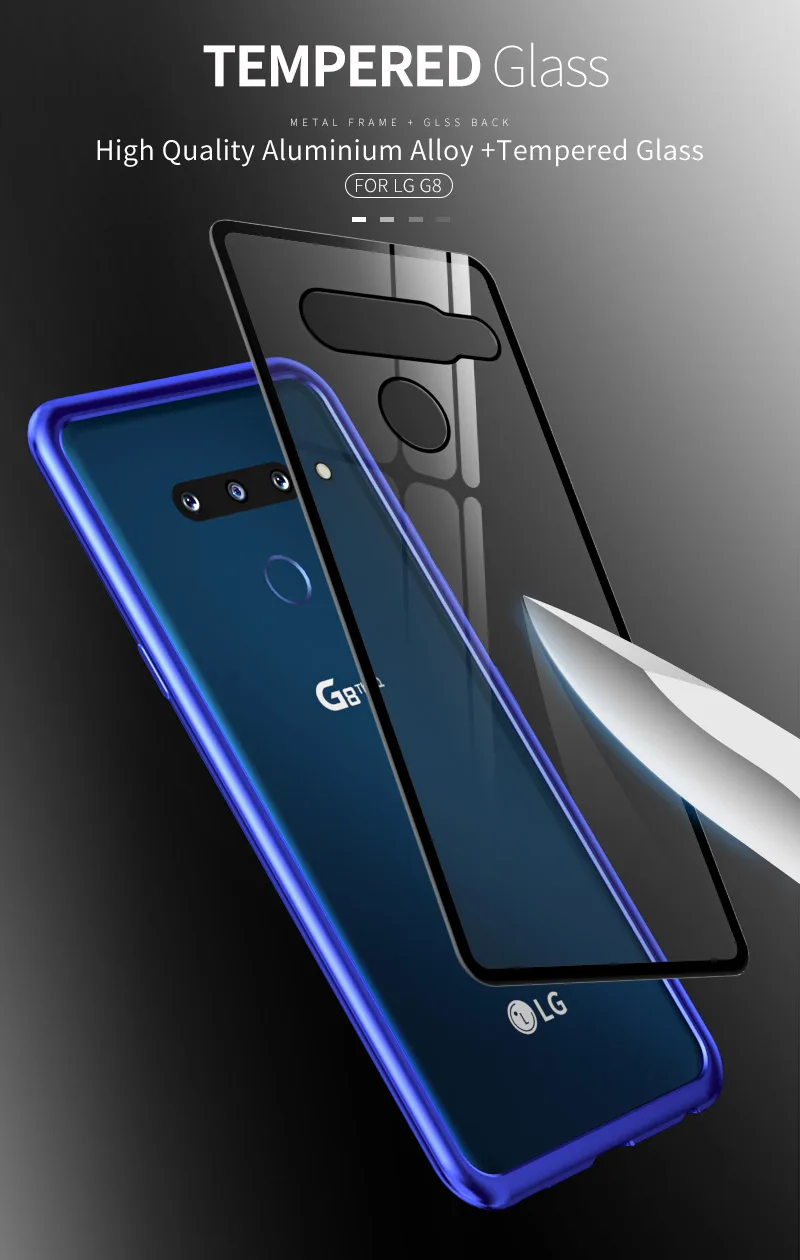 Чехол для LG G8 ThinQ Чехол класса люкс задней панели из закаленного стекла и алюминия металлический бампер чехол для LG G8 ThinQ 2 3 задних Камера с полной защитой от ударов