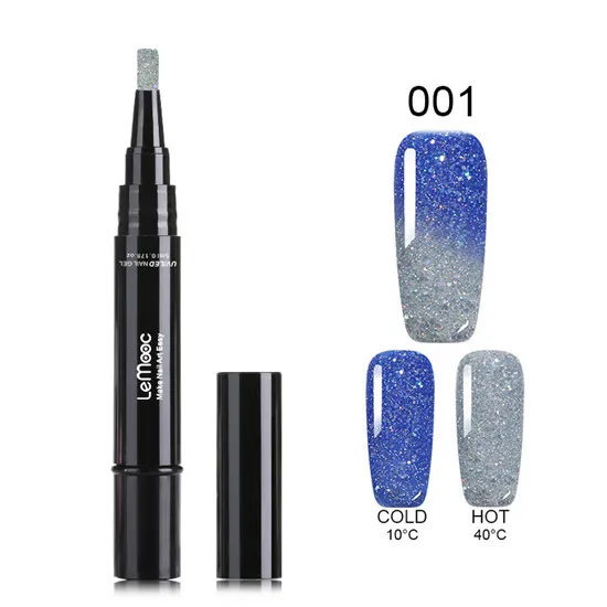 LM-001 LEMOOC, 5 мл, Термальный, меняющий цвет, Гель-лак для ногтей, ручка Vernis, полуперманентный, УФ-гель, Радужный, голографический, замачивающийся, Гель-лак - Цвет: LM-001