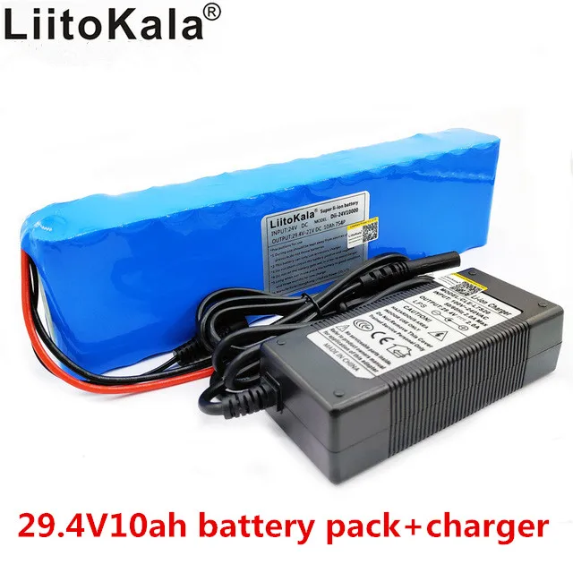 

Liitokala DC 24V 10ah 7S4P batteries 15A BMS 250W 29.4 V 10000 mAh Battery for motor chair set Electric Power + 29.4V 2A charger