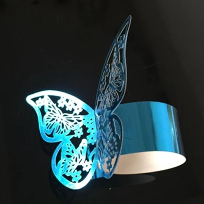 Reflective blue 50 шт. перламутровая бумажная салфетка с бабочкой кольца Свадебные вечерние салфетки украшение стола - Цвет: Reflective blue