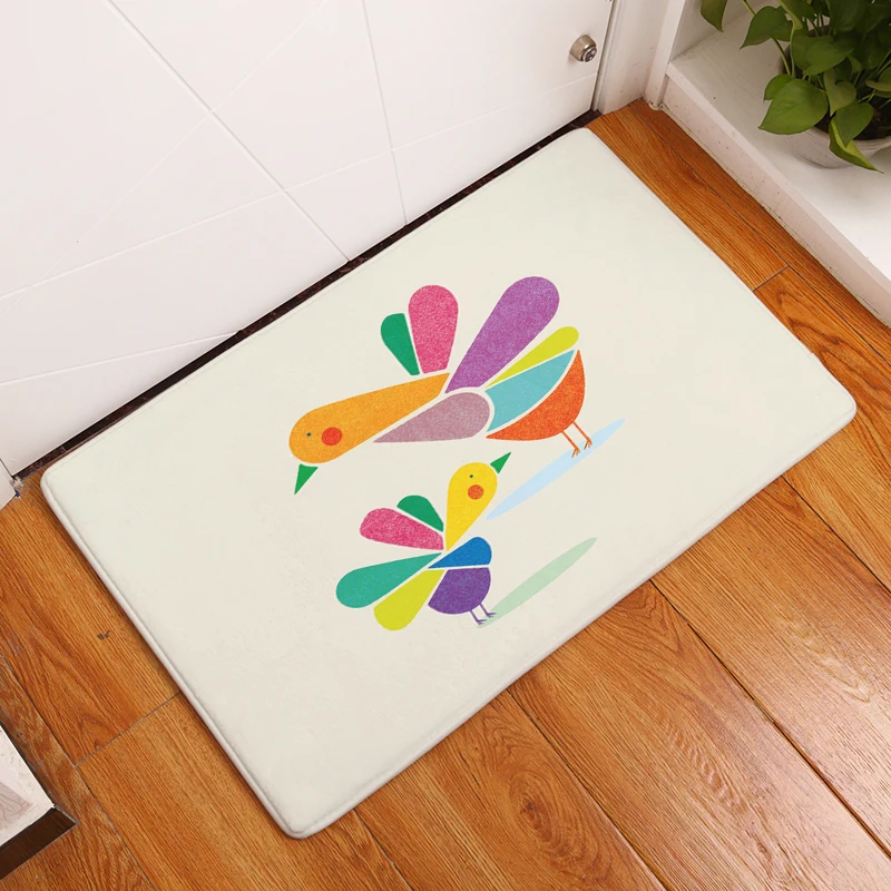 Smiry перед дверью коврик для входной двери короткие цветные влюбленные птицы узор