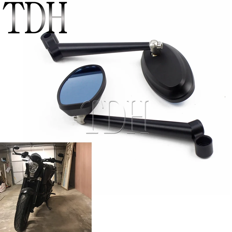 Мотоциклетные боковые зеркала заднего вида черная ручка для Honda Suzuki Yamaha Kawasaki BMW