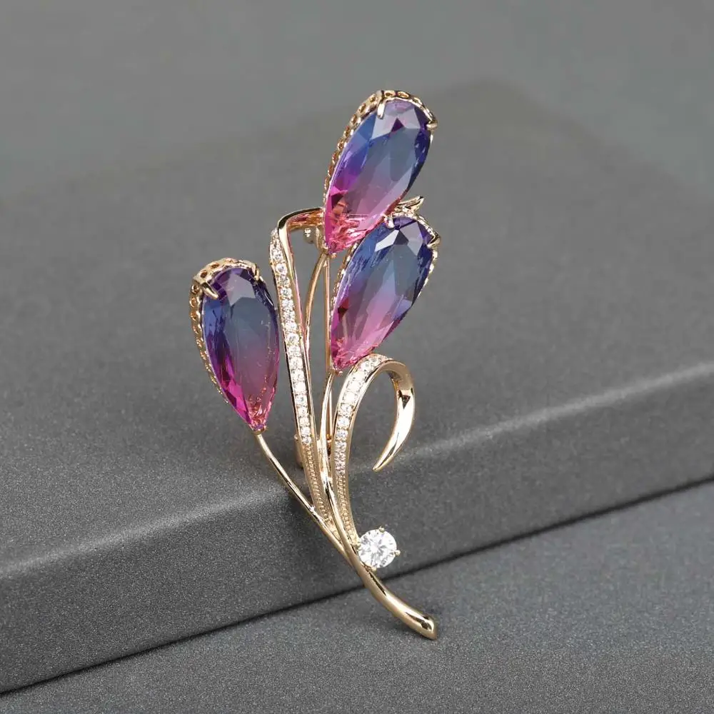 Женская брошь в форме цветка Blucome Медная с фианитом аксессуар для концерта