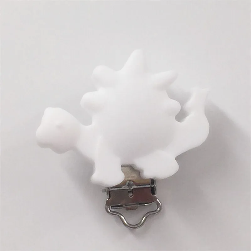 White Chenkai 10 шт силиконовый динозавр зажимы для прорезывателей для кольцо для соски цепочка для прорезывателя держатель клипы DIY пустышка для младенца игрушки, украшения - Цвет: White