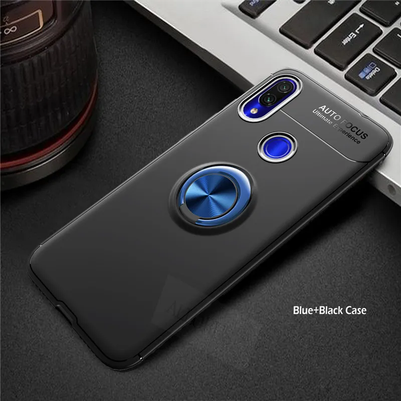 Black Blue Ring Case Мягкий силиконовый чехол на Redmi 7A Note 7 Магнитный чехол с кольцо чехол редми 7а 6A нот 7 чехол нот 7 редми полный защитный чехол redmi 7a redmi Note 7 Магнитный чехол чехлы ксиоми редми нот 7 редми ноут 7 7а - Цвет: Black Blue Ring Case