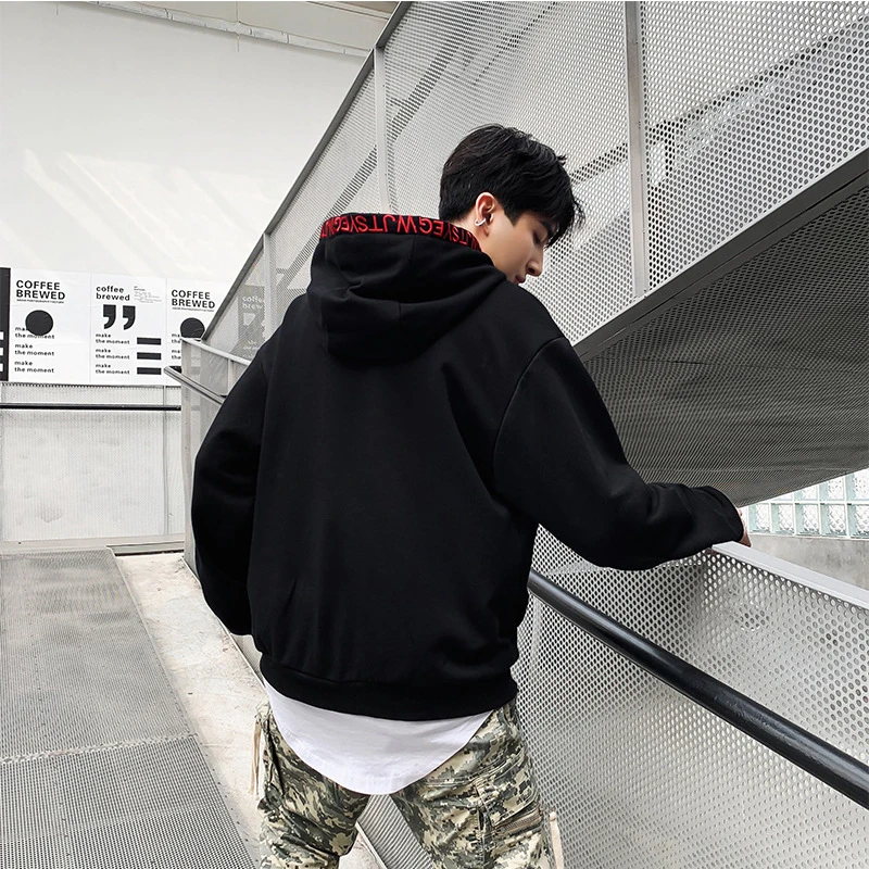 

Rose Embroidery Hoodies Men Hip Hop Pullover Streetwear Color 2019 Autumn Hoodie for Male Black Sweatshirts Us Size S-XL GM52