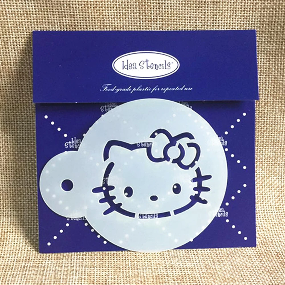 Пластиковая форма для украшения торта hello kitty, форма для кекса, форма для кофе, трафарет, форма для выпечки, инструменты для выпечки, 12 видов стилей