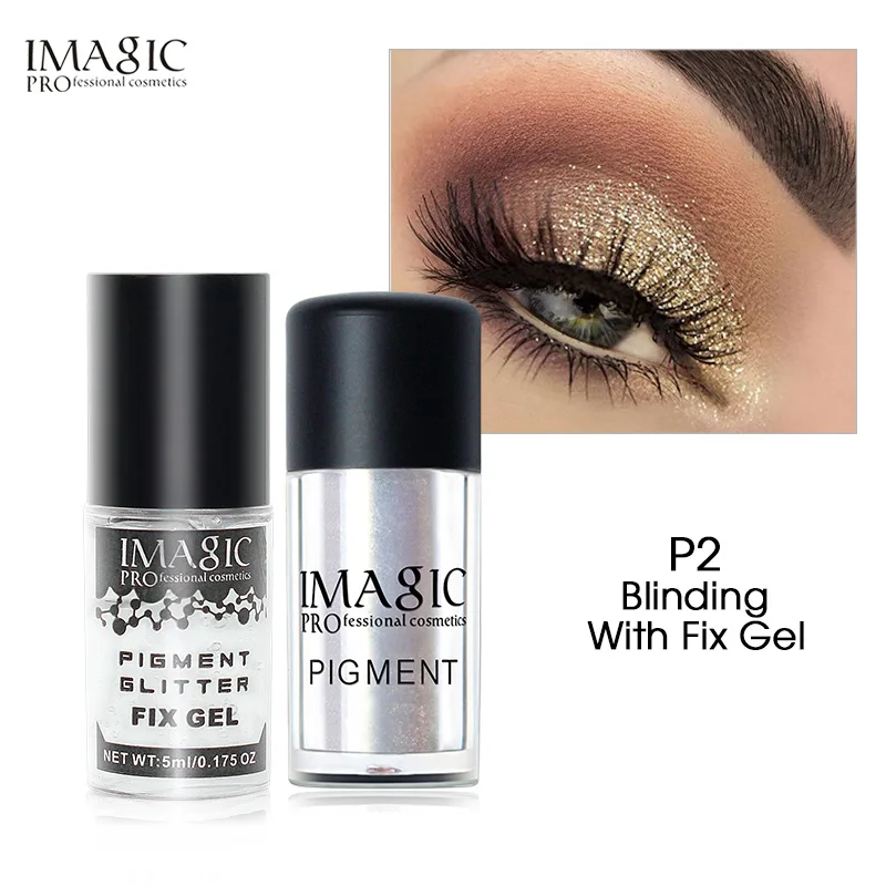 p2 and fix gel IMAGIC макияж тени для век рыхлый Пигмент Тени для век Минеральная пудра металлик dis color ation свободные блестящие тени для век цвет макияж - Цвет: p2 and fix gel