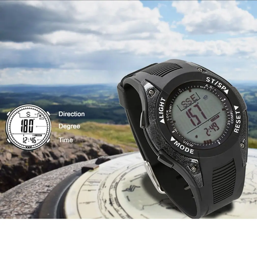 SUNROAD мужские спортивные цифровые часы для рыбалки, альтиметр, термометр, ЖК-дисплей, компас, барометр, погода, наручные часы