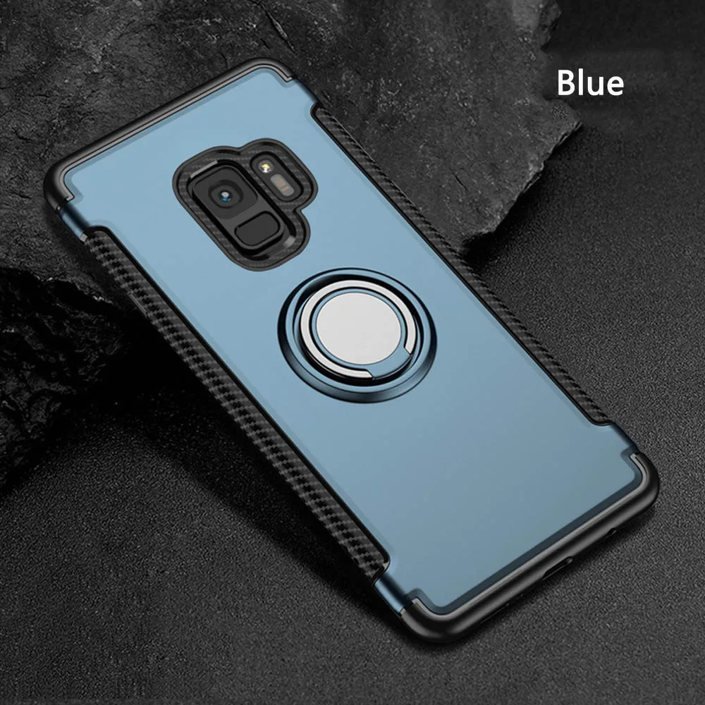 Противоударный защитный чехол OTAO для телефона Samsung S9 S8 Plus S7 Edge J3 J5 J7 J4, чехлы Note 9 8, магнитный автомобильный чехол-держатель - Цвет: blue