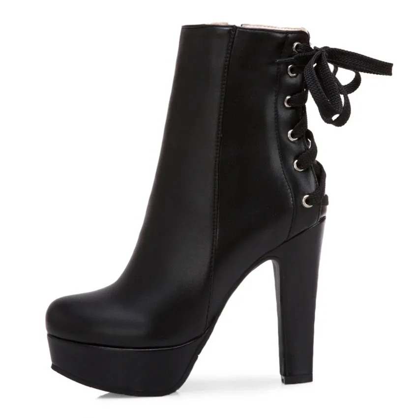 Сезон весна осень Женские ботильоны на платформе полусапожки высоком каблуке