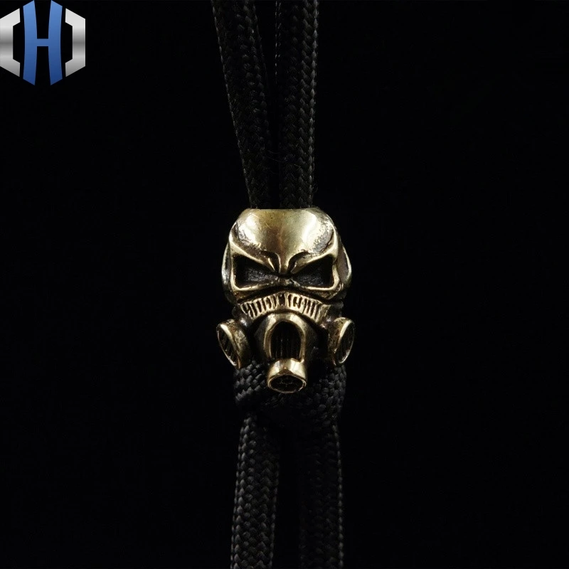 Skull Mask Бусы на веревочке латунный череп Антивирусная маска нож бусины из чистой меди подвеска EDC бисер DIY фонарик падения веревка кулон брелок - Цвет: Skull Mask