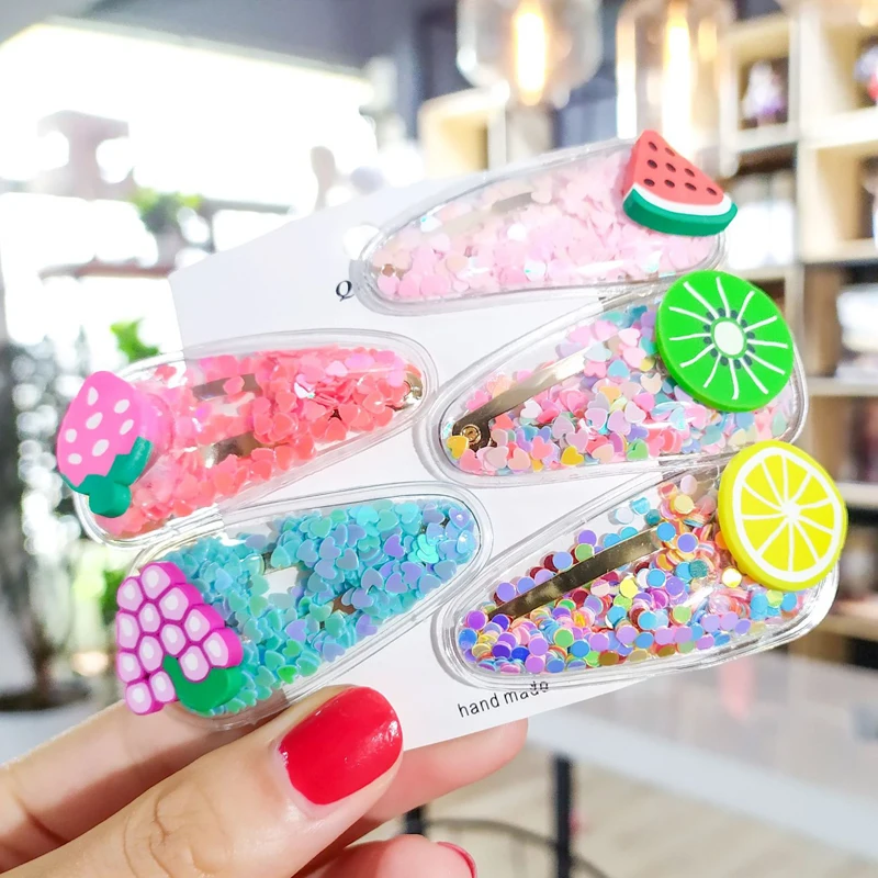 

Заколка для волос детская, прозрачная, с фруктами, из ПВХ