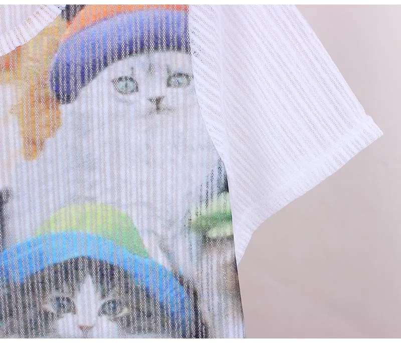 Футболка женская летняя из дышащей ткани с 3D принтом много кошек | Женская одежда