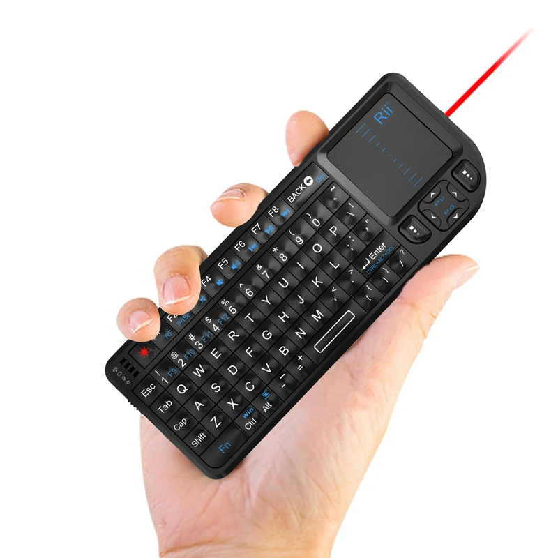 Rii mini k01 2.4G Беспроводная клавиатура с подсвечивающимся тачпадом и лазерной