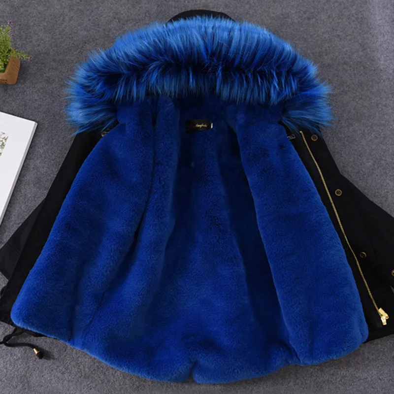 Winter children Rabbit faux fur grass coat fox collar cotton for boys girls fashion children's clothing coats | Мать и ребенок