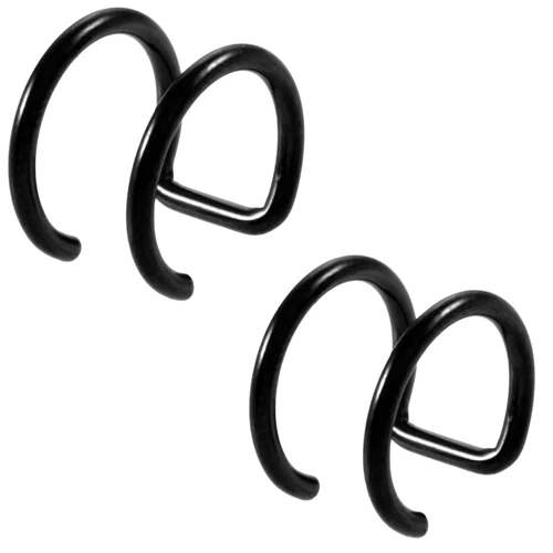 Black 2 шт./лот, иллюзия, пленные кольца из бисера, поддельный хрящ, клипса, кольцо, серьги-спирали, не прокалывается, клипса на замке, кольцо для пирсинга тела - Окраска металла: Black