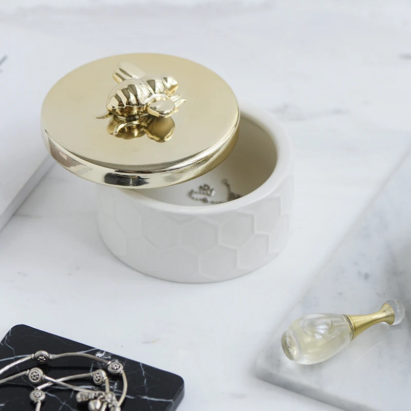 Новая керамическая шкатулка с золотым покрытием коробка для хранения колец