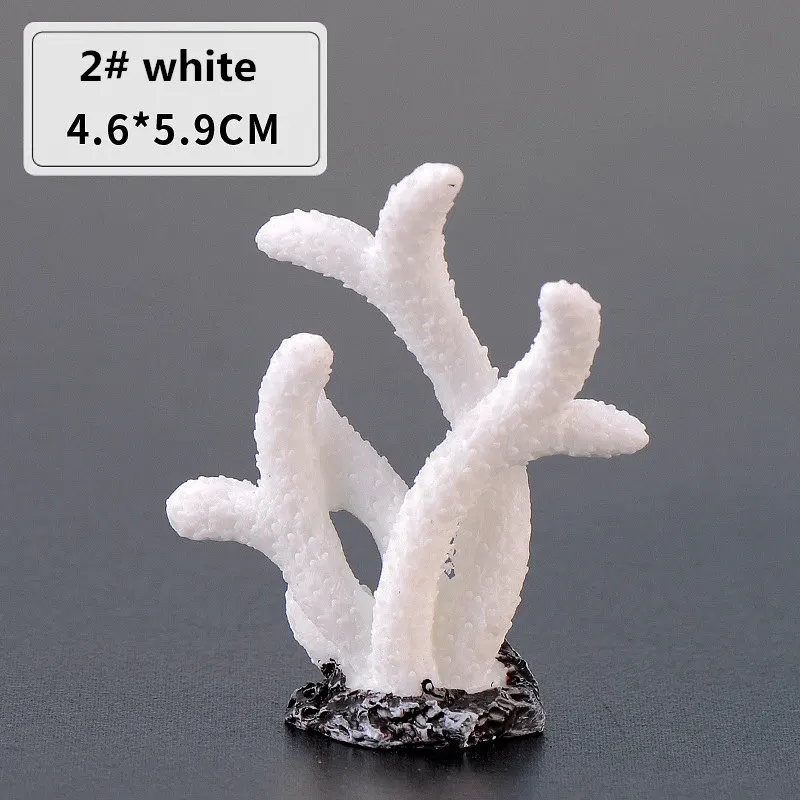 2 white Аквариум для аквариума, украшение из смолы, коралловый декор для аквариума, рыбный орнамент, аквариумный пейзаж - Цвет: 2 white