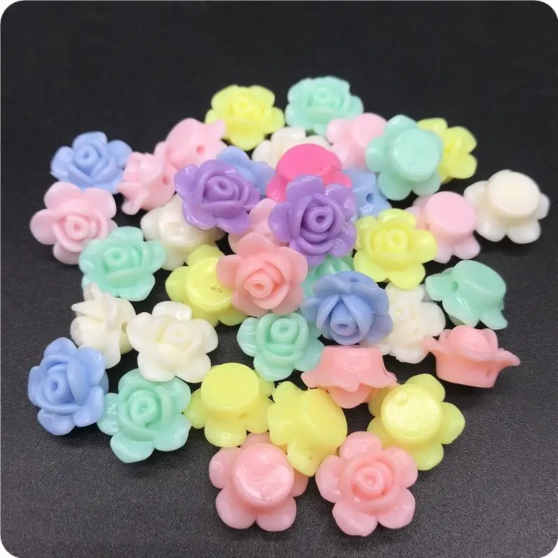 Multi-color 13*13 мм 50 шт розовые акриловые бусины ручной работы для браслета, ожерелья, ювелирных аксессуаров, Модные Недорогие красивые для отдыха - Цвет: Multi-color