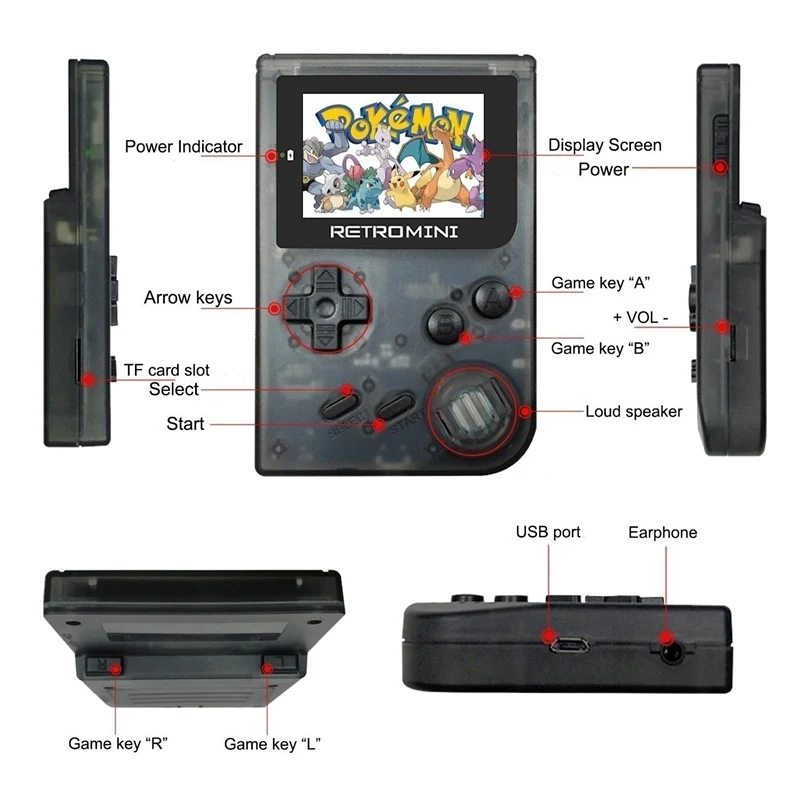 Retro Game Console 32 Bit Portable Mini Handheld Players Built-in 40 For GBA Classic Games Best Gift Kids Black | Электроника