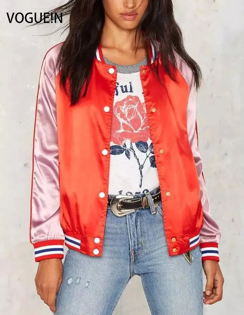 Женский атласный пуховик на пуговицах VOGUE контрастный размеры XS S M L|jacket coat|coats