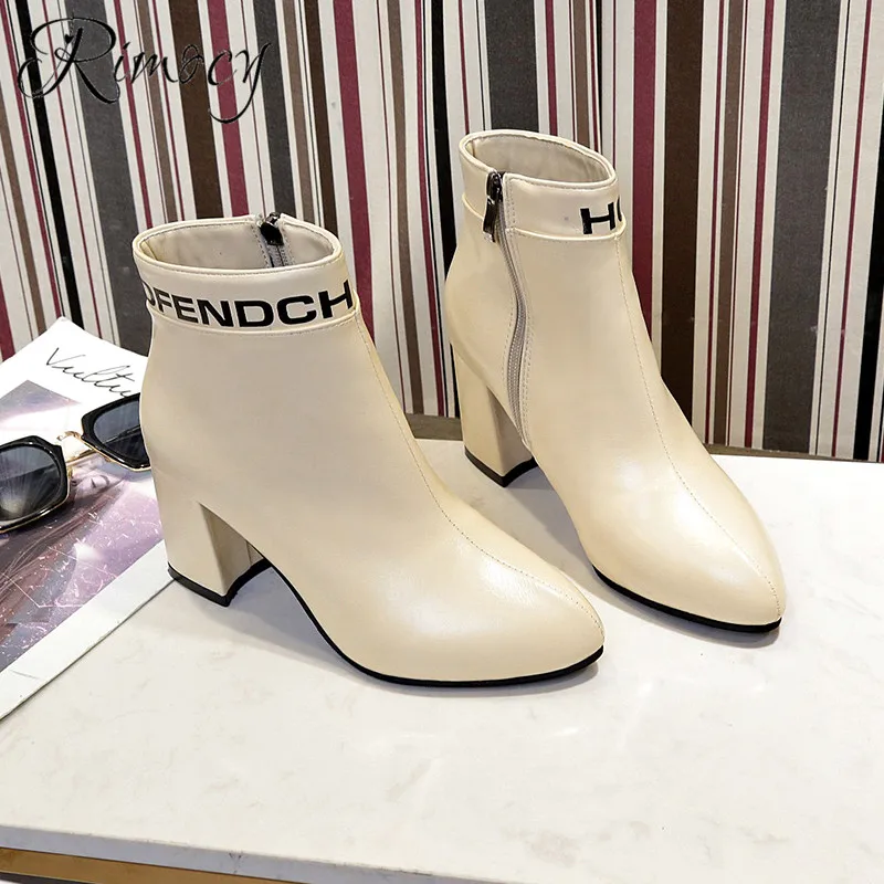Rimocy зима botas mujer Высокая мода письмо ПУ botines теплые короткие плюшевые женские