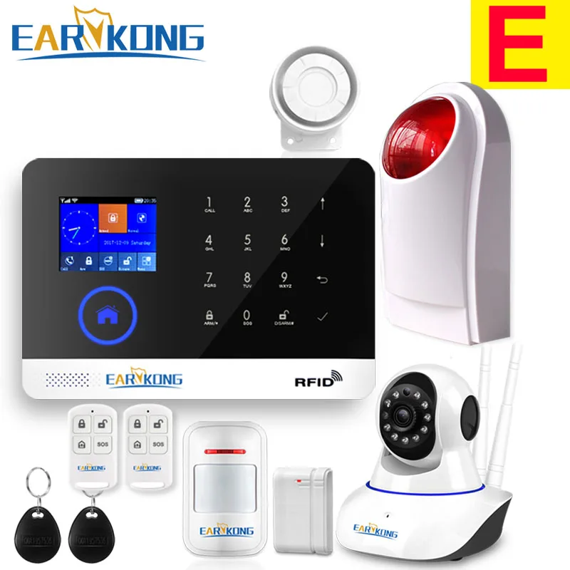 EARYKONG 433 МГц Wifi GSM сигнализация Беспроводная дверь окно открытый детектор SIM приложение меню дисплей Сенсорная клавиатура включает 8 языков - Цвет: E