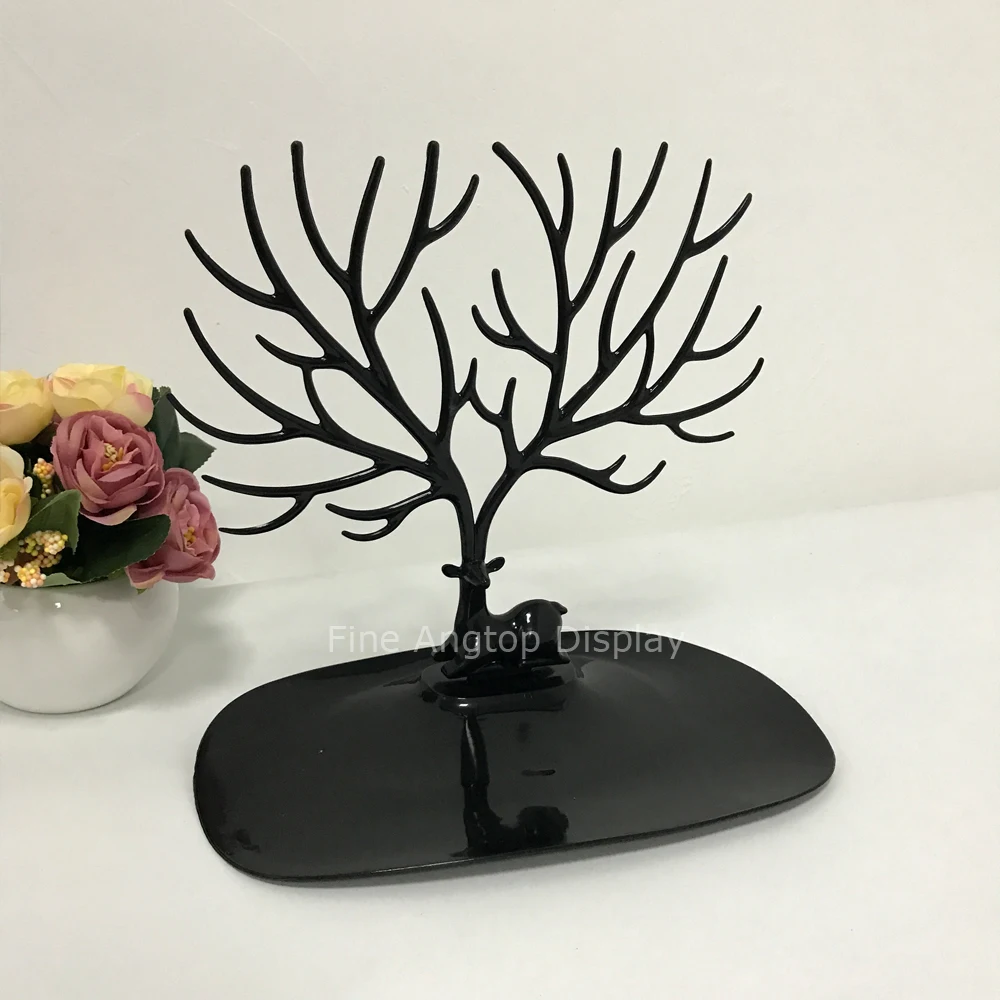 Black Christmas Deer Plastic Ornaments Holder Earrings Display Bracelet Necklace Rings Sunglasses Show Stand Tray Holder
