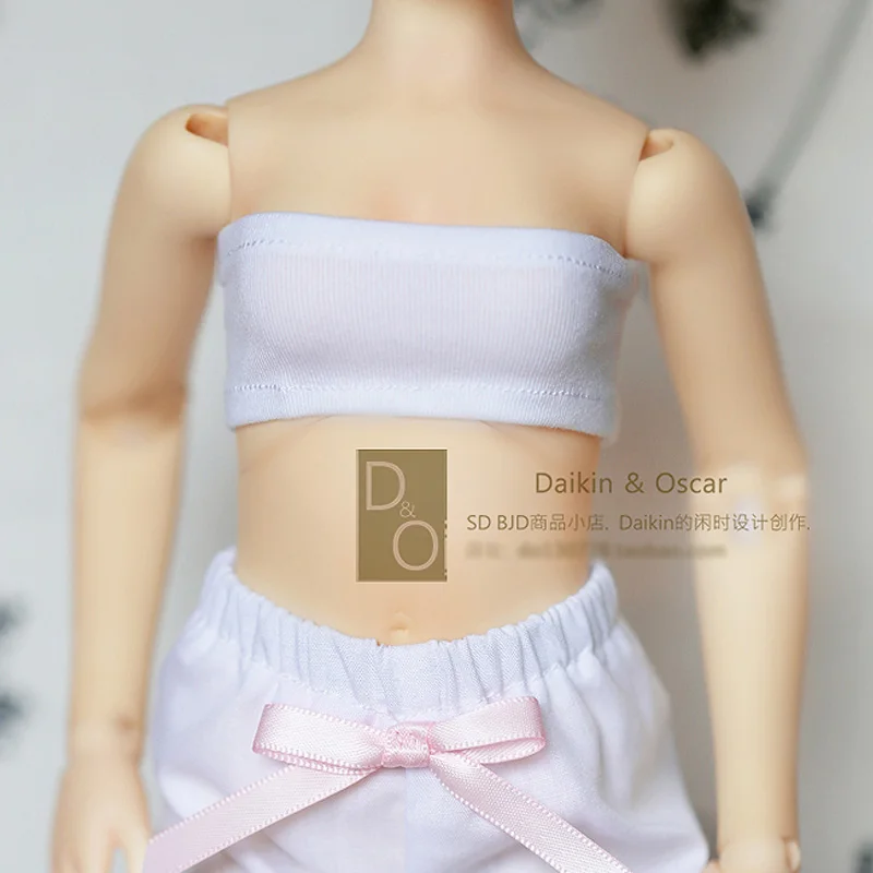 Bjd кукла аксессуары кукла нижнее белье набор для 1/3 1/4 1/6 bjd кукла супер эластичный хлопок Сексуальный Топ черный белый - Цвет: Белый