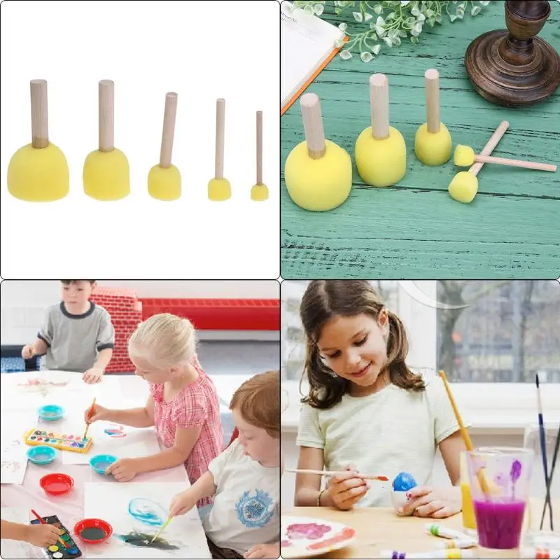 5 шт./лот Детские губки для рисования DIY игрушки с деревянной ручкой детские