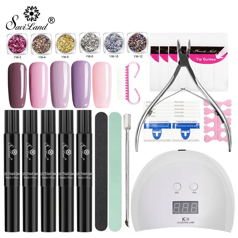 SET 6 Soak Off УФ лак для ногтей Наборы телячьей кожи гель 3 в 1 гель для ногтей Лаки Ручка лак гель для ногтей one step для ногтей без необходимы вещи наивысшего Базовое покрытие - Цвет: SET 6