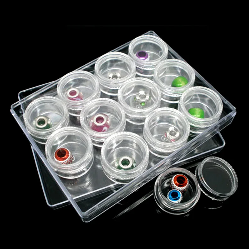 

Display Carrying Case Container Clear Acrylic Storage Box Jewelry Beads 128x97x22mm 1 Set(12Pcs)