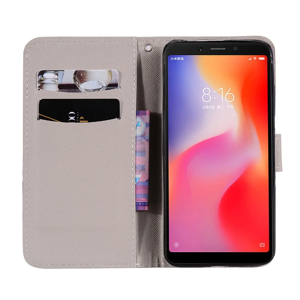 Флип кейс из искусственной кожи + чехол кошелек для Xiaomi Mi 6 8 Redmi 6A 4X Note 4 5A